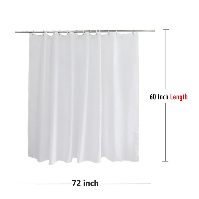 Vosign Short Shower Curtain Liner 60 Inch Long, Water Resistant Fabric Bathroom Curtain Liners, Solid White, Hotel Quality, Machine Washable, 72 X 60 Inch - Image 2